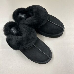 UGG Disquette Clog Platform Slip On Shoes Slipper Suede Sheepskin Collar Size 9